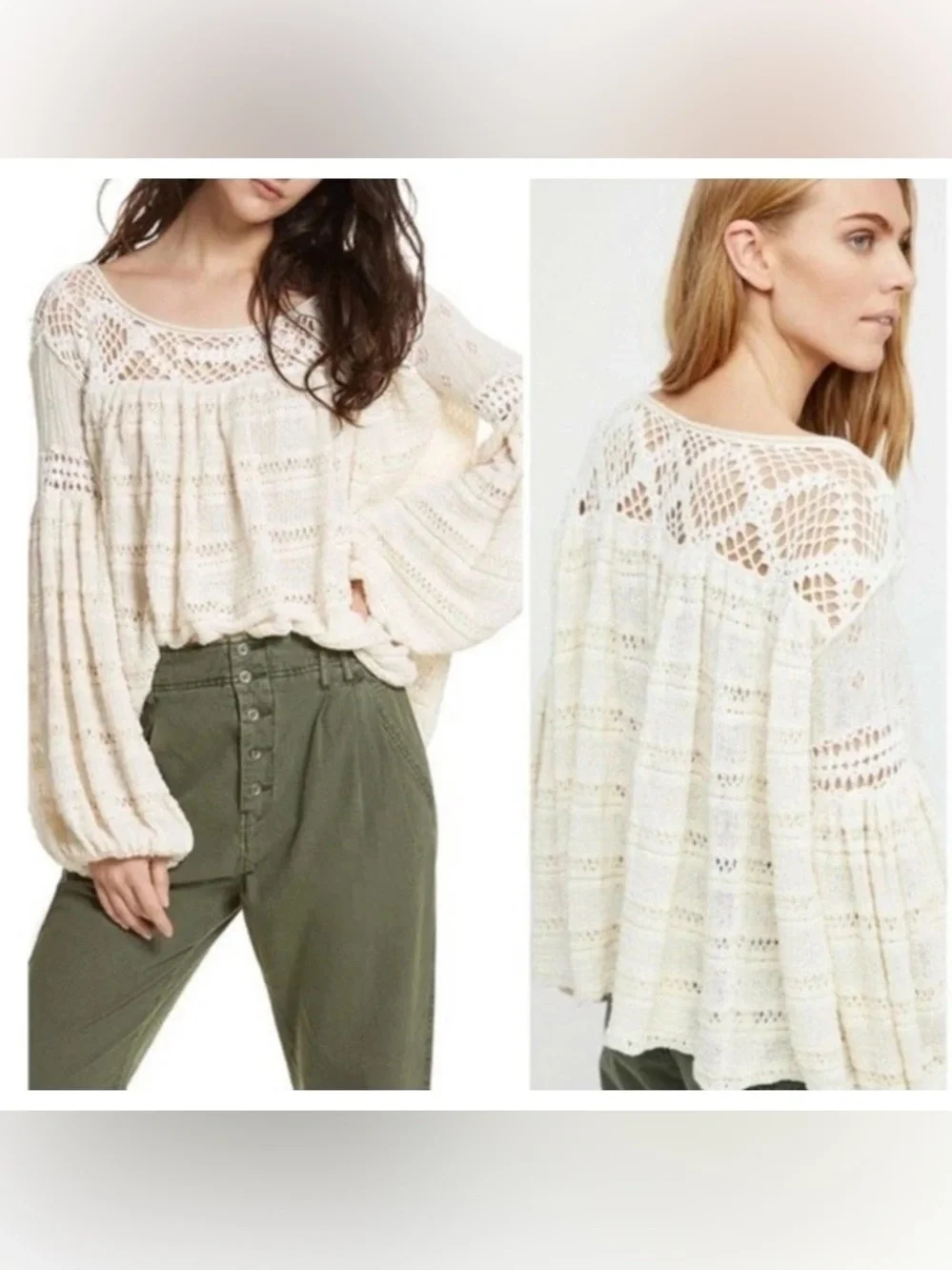 Free People Someday Crochet Sweater Size M